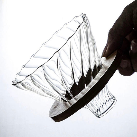 Filtro de Café de Vidrio de Borosilicato con Soporte de Madera de Nogal