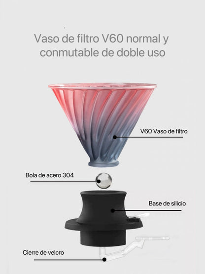 Filtro de Café V60 de Vidrio con Interruptor