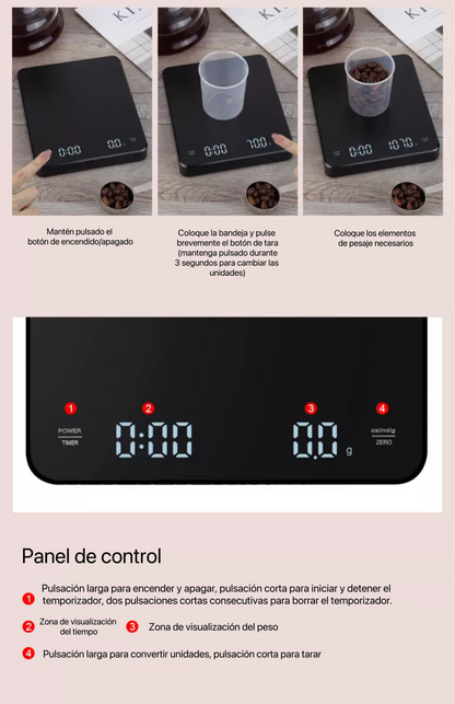 Balanza Electrónica Cuadrada para Café
