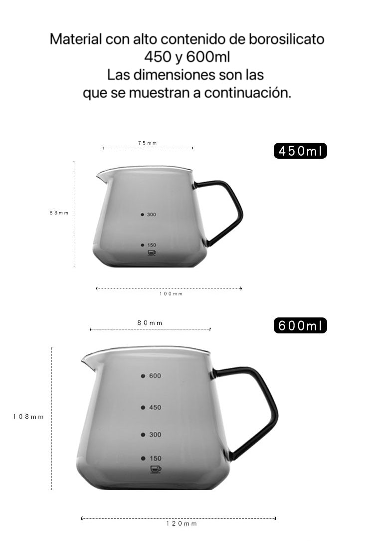 Jarra de Vidrio de Borosilicato para Compartir Café